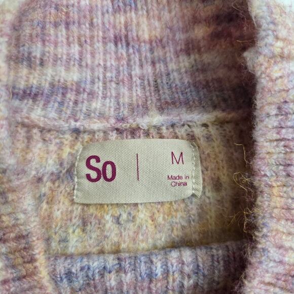 SO Pastel Rainbow Mock Turtleneck Puff Sleeve Sweater Size Medium - Picture 5 of 10